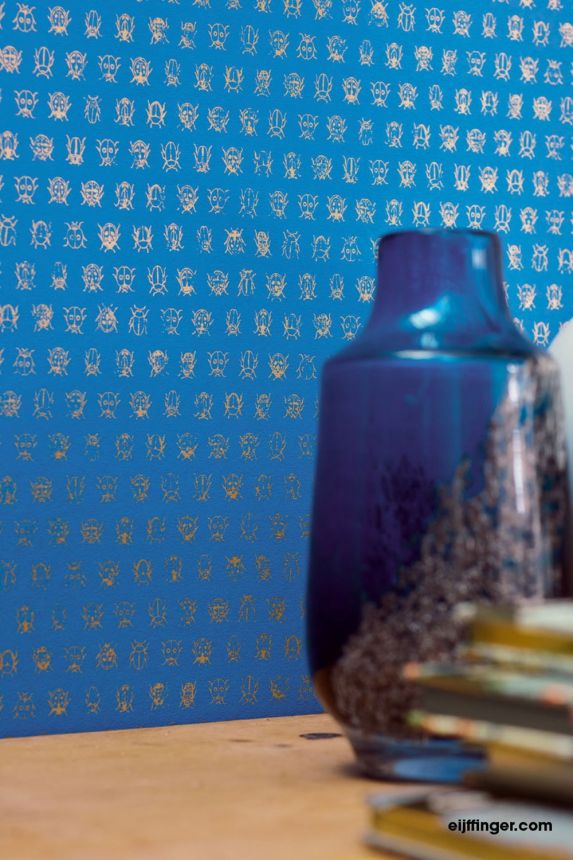 Blaue Tapete mit goldenen Käfern 375036, Pip Studio 4, Eijffinger