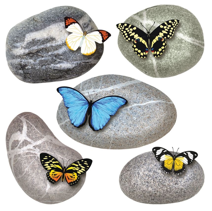Selbstklebende Wanddekoration SS 3853, Schmetterlinge auf Steinen, AG Design