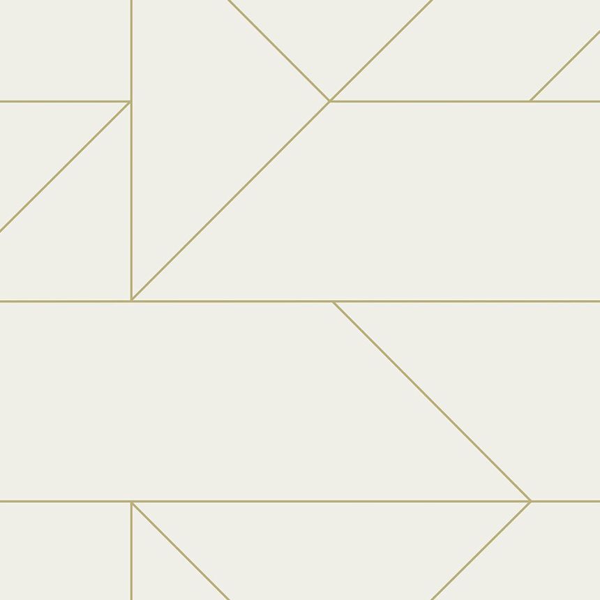 Cremefarbene geometrische Tapete, goldene Linien 347720, City Chic, Origin 