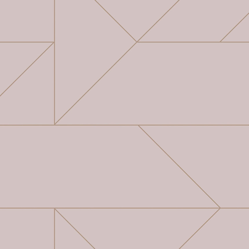 Alte rosafarbene geometrische Tapete, metallische Linien 347721, City Chic, Origin 