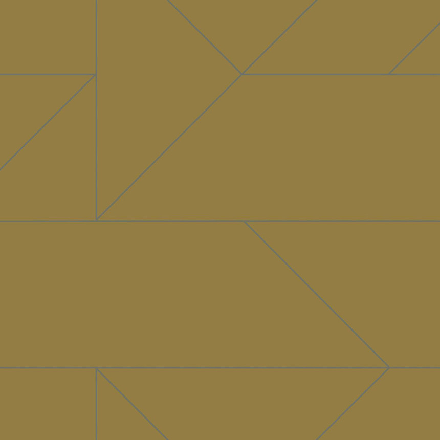 Ockerfarbene geometrische Tapete, metallische Linien 347723, City Chic, Origin