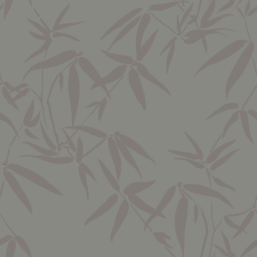 Graue Tapete, braune metallische Bambusblätter 347739, City Chic, Origin 