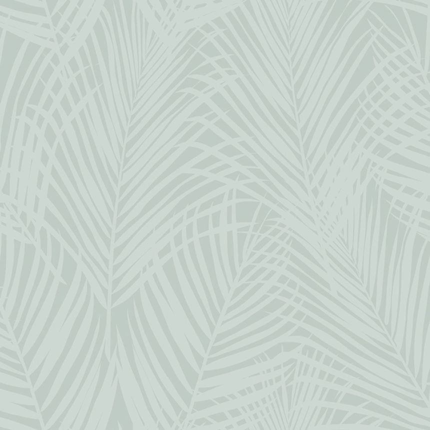 Metallic-silberne Tapete, grüne Palmblätter 347742, City Chic, Origin 
