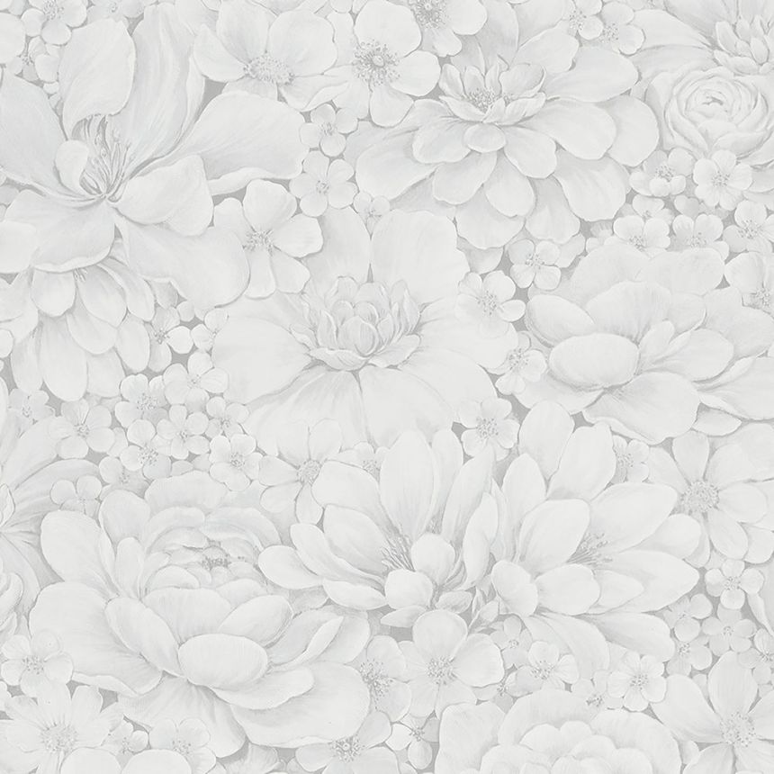 Grau-weiße Luxustapete mit Blumen 33952, Botanica, Marburg