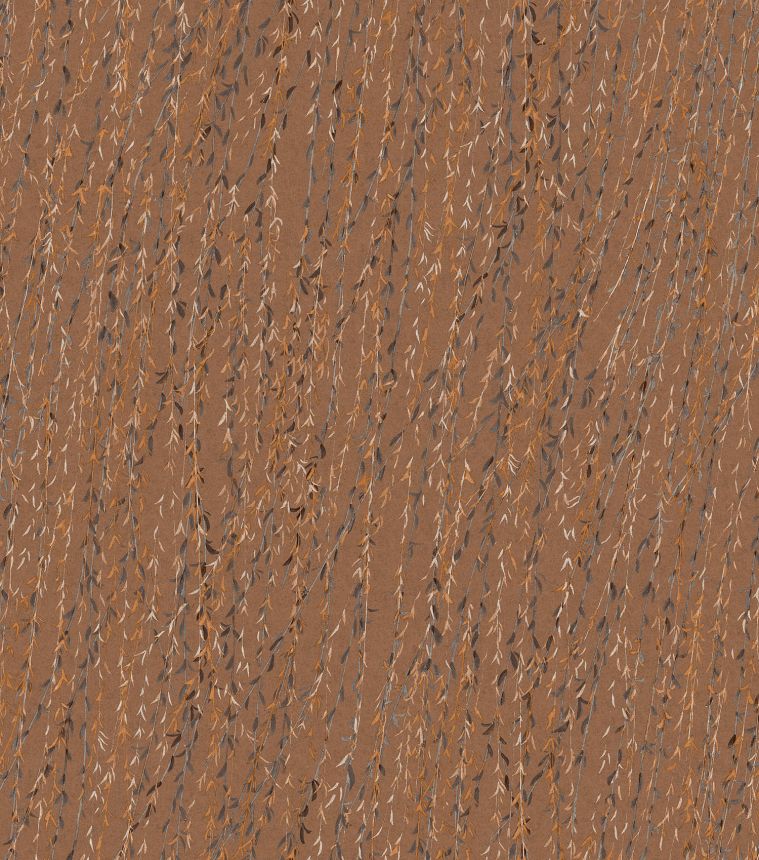 Braune Tapete mit Zweigen und Blättern, TP422504, Tapestry, Design ID