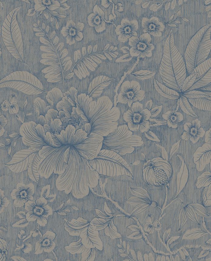 Blau-beige Tapete, Blumen, 333106  Pip Studio 6,  Eijffinger