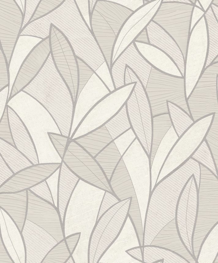Grau-silberne Tapete mit Blättern, AL26230, Allure, Decoprint