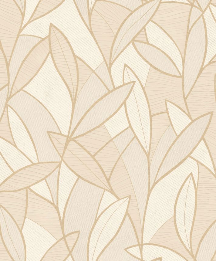 Beige-goldene Tapete mit Blättern, AL26231, Allure, Decoprint