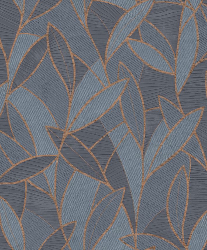 Blau-Bronze Tapete mit Blättern, AL26232, Allure, Decoprint