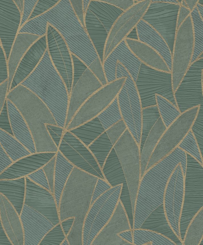 Grün-goldene Tapete mit Blättern, AL26233, Allure, Decoprint