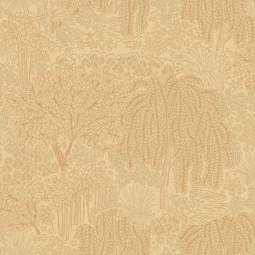 Ocker-goldene Tapete, Bäume, Blätter, AL26262, Allure, Decoprint