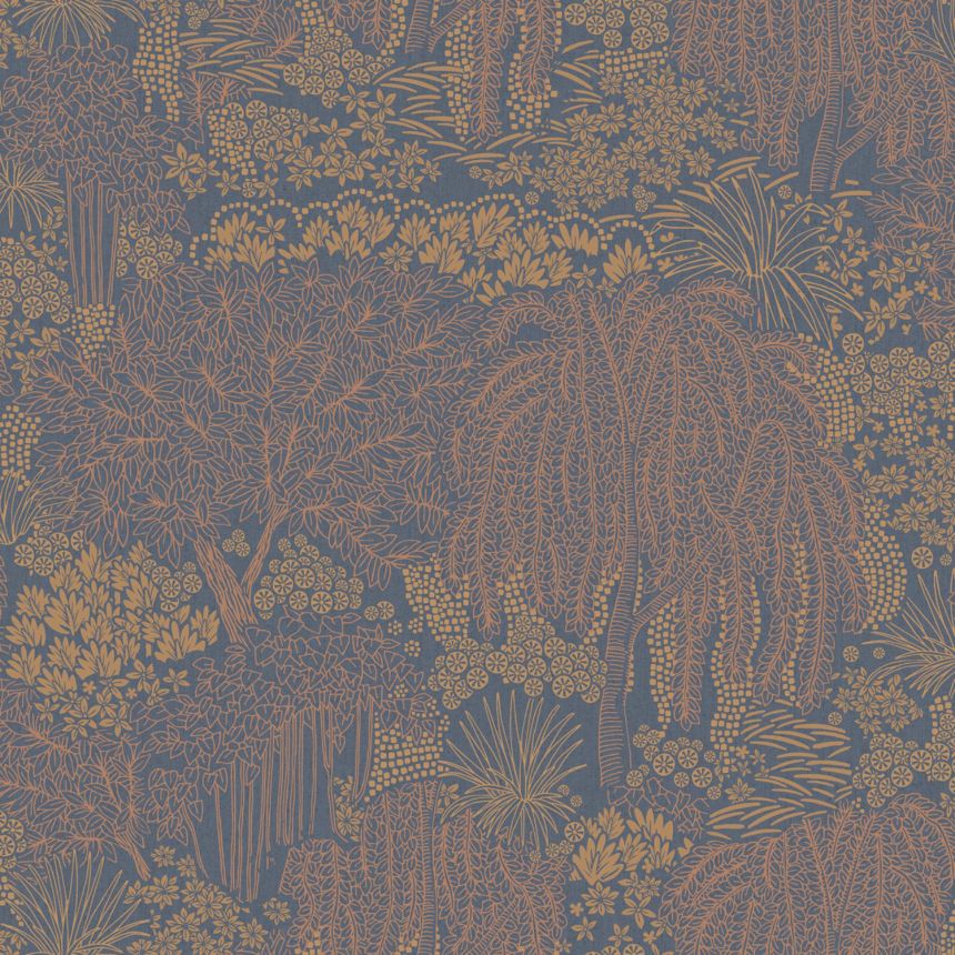 Blau-Bronze Tapete, Bäume, Blätter, AL26264, Allure, Decoprint