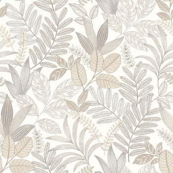 Grau-beige Tapete mit Blättern, AL26290, Allure, Decoprint