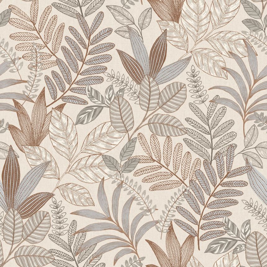 Grau-beige Tapete mit Blättern, AL26292, Allure, Decoprint