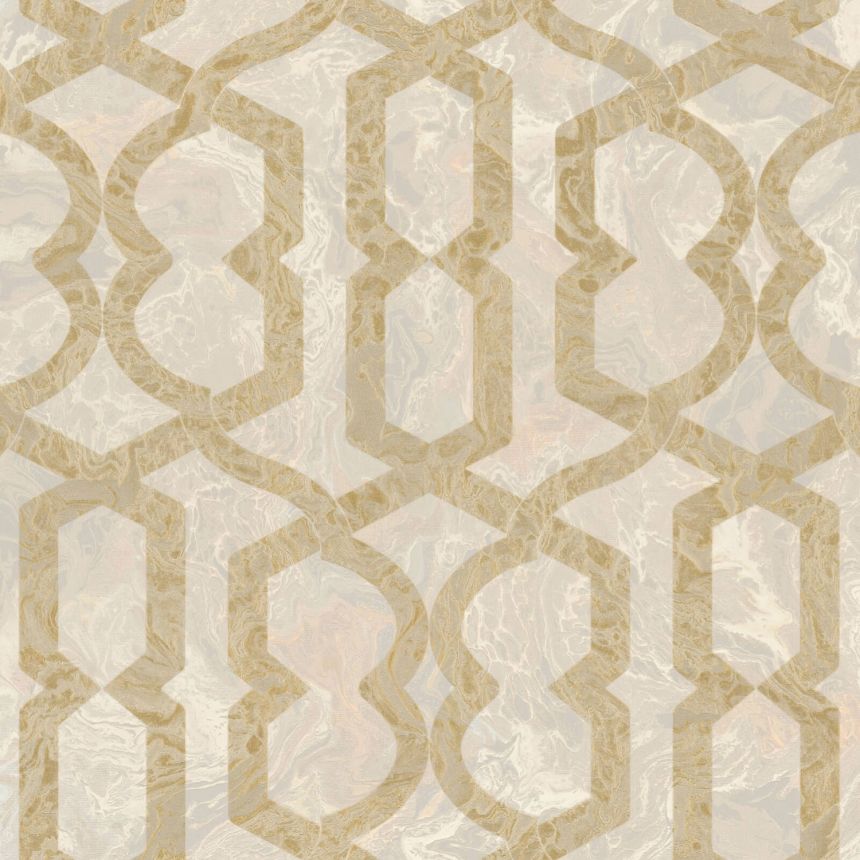 Goldbeige geometrische marmorierte Tapete, M69918, Splendor, Zambaiti Parati