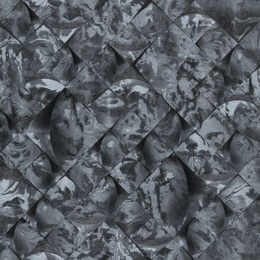 Schwarze geometrische marmorierte Tapete, M69930, Splendor, Zambaiti Parati