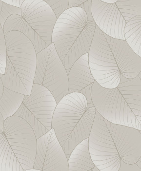 Grau-beige Tapete mit Blättern, B21207  Botanique  Ugepa