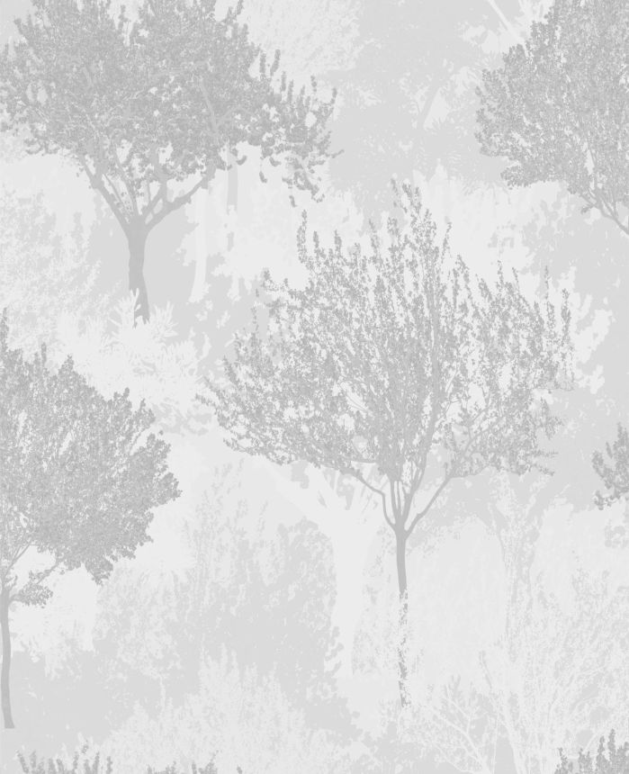 Graue Tapete mit Bäumen und silbernen Flittern, 118705, Zen, Superfresco Easy