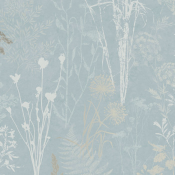 Blaue Tapete, Blumen, Blätter, 120715, Vavex 2025