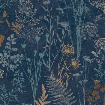 Blaue Tapete, Blumen, Blätter, 120719, Zen, Superfresco Easy