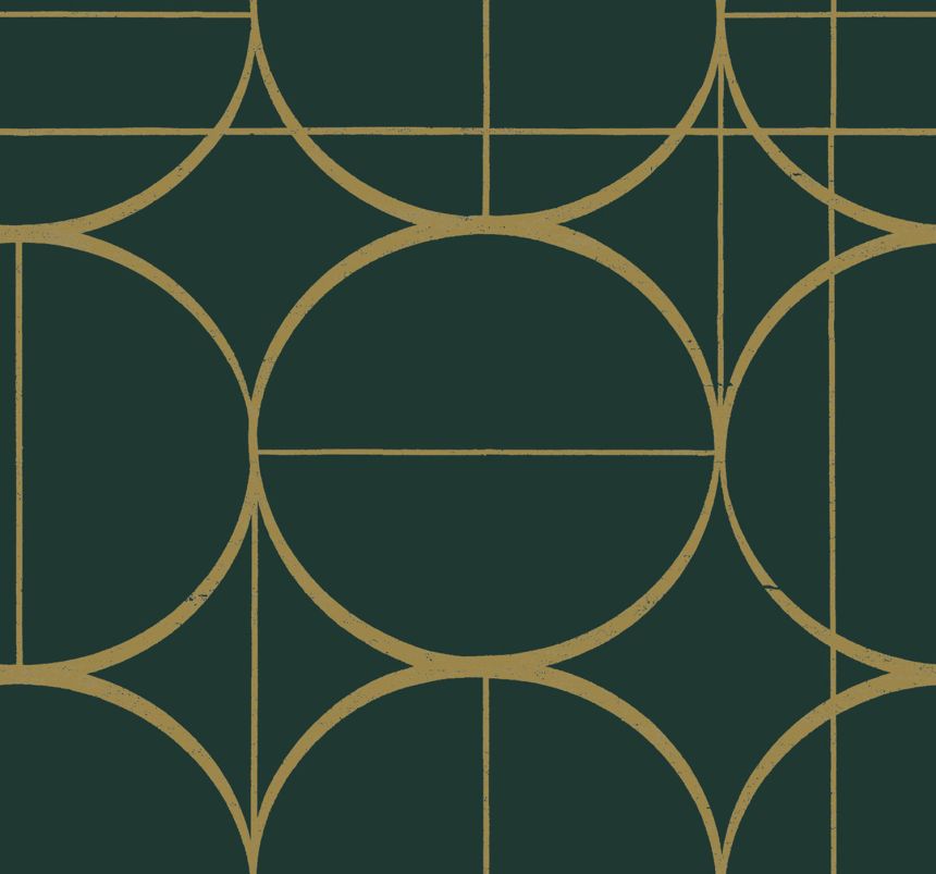 Geometrische Tapete in Grün und Gold, MD7203, Modern Metals, York