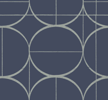 Geometrische Tapete in Blau und Silber, MD7204, Modern Metals, York