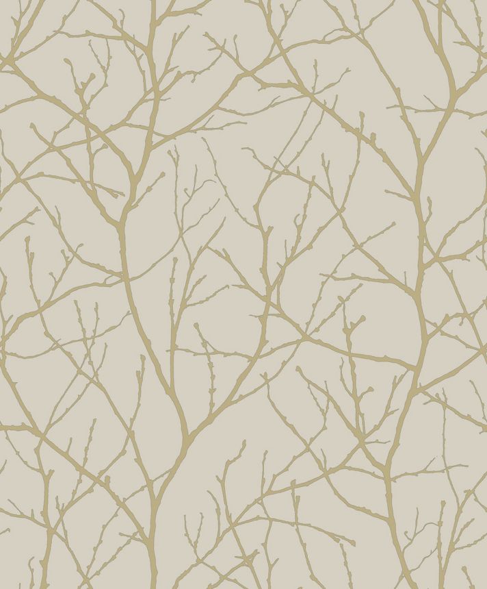 Beige-goldene Tapete mit Baumzweigen, MD7122, Modern Metals, York