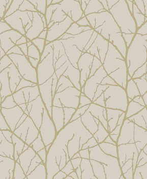 Beige-goldene Tapete mit Baumzweigen, MD7122, Modern Metals, York