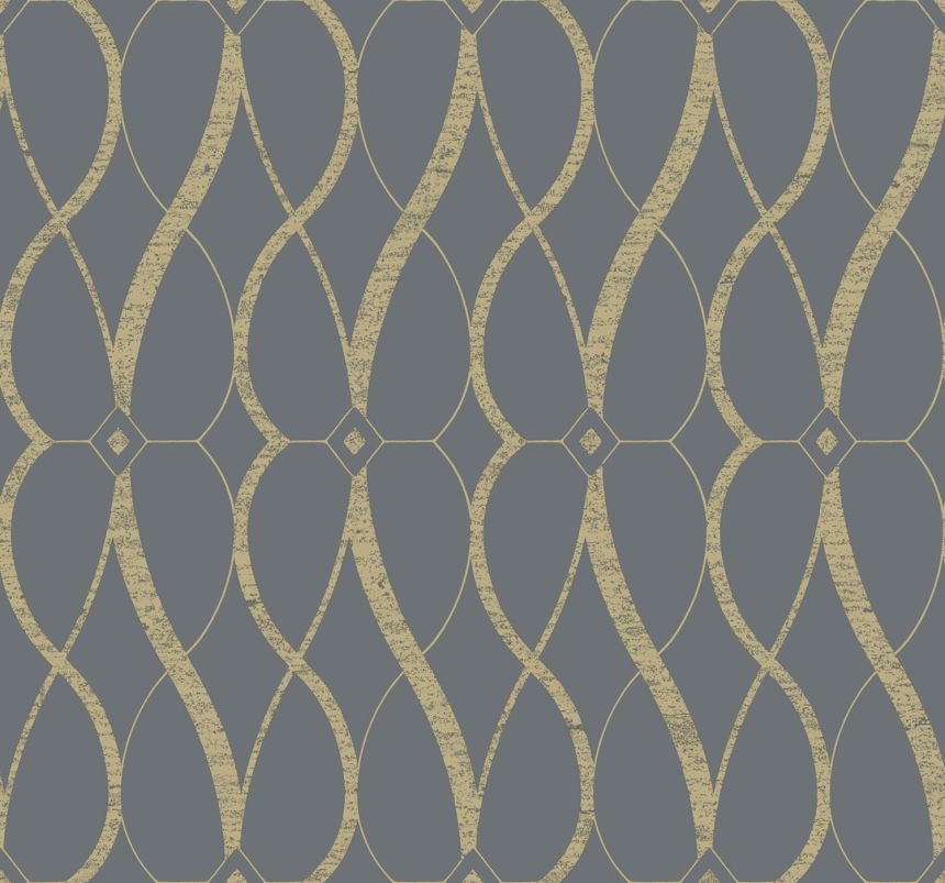 Geometrische Tapete in Grau und Gold, MD7176, Modern Metals, York