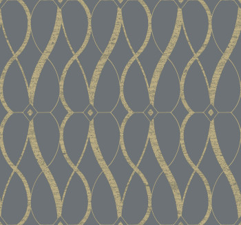 Geometrische Tapete in Grau und Gold, MD7176, Modern Metals, York