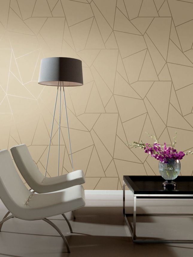 Beige-goldene geometrische Tapete, NW3500, Modern Metals, York