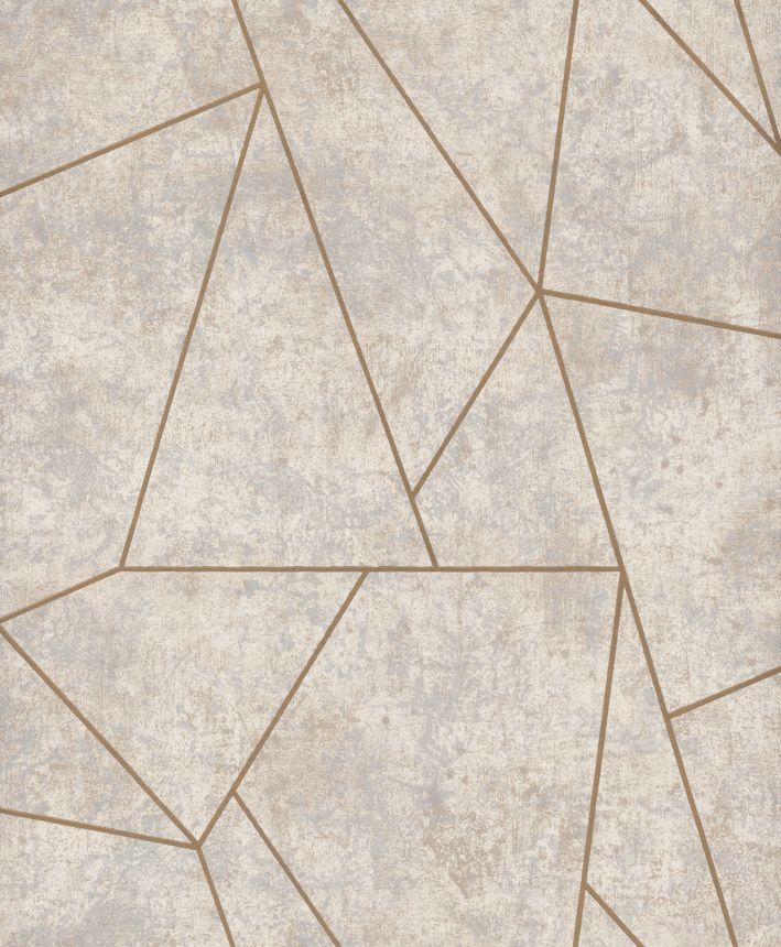 Grau-beige-goldene geometrische Tapete, NW3504, Modern Metals, York