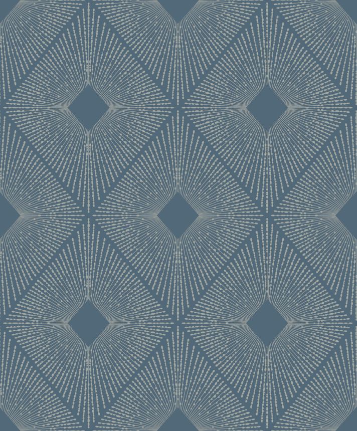 Geometrische Tapete in Blau und Silber, MD7131, Modern Metals, York