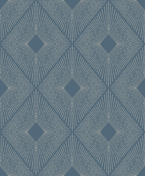 Geometrische Tapete in Blau und Silber, MD7131, Modern Metals, York