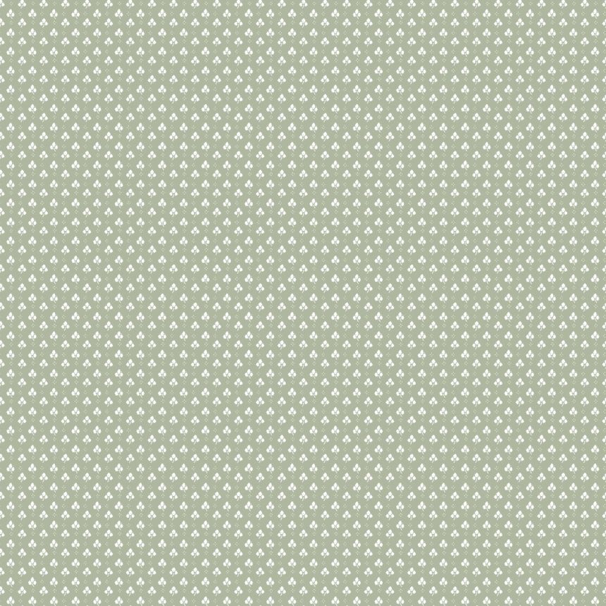 Grüne Vliestapete mit weißen Blättern, 12361, Fiori Country, Parato