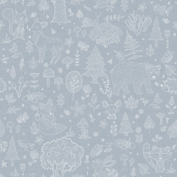 Blaue Kindertapete, Tiere, Pflanzen, 14806, Happy, Parato