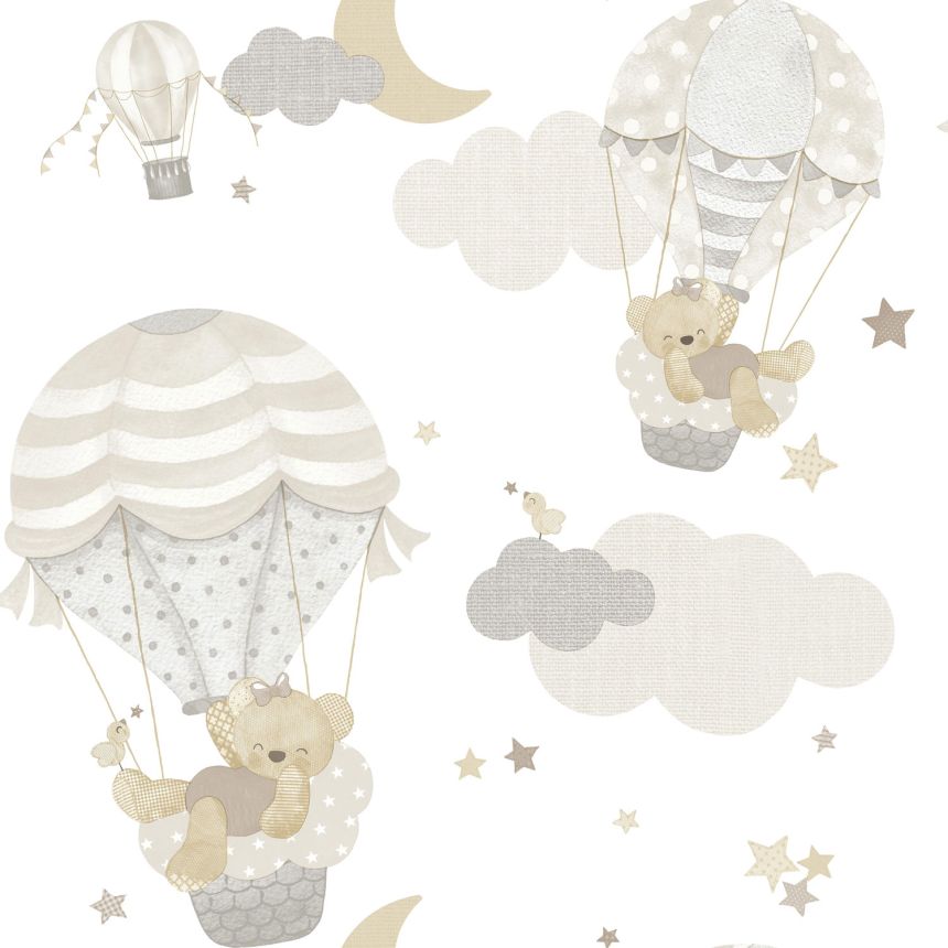 Kindertapete mit Tieren, Wolken, Sternen und Luftballons, 14817, Happy, Parato