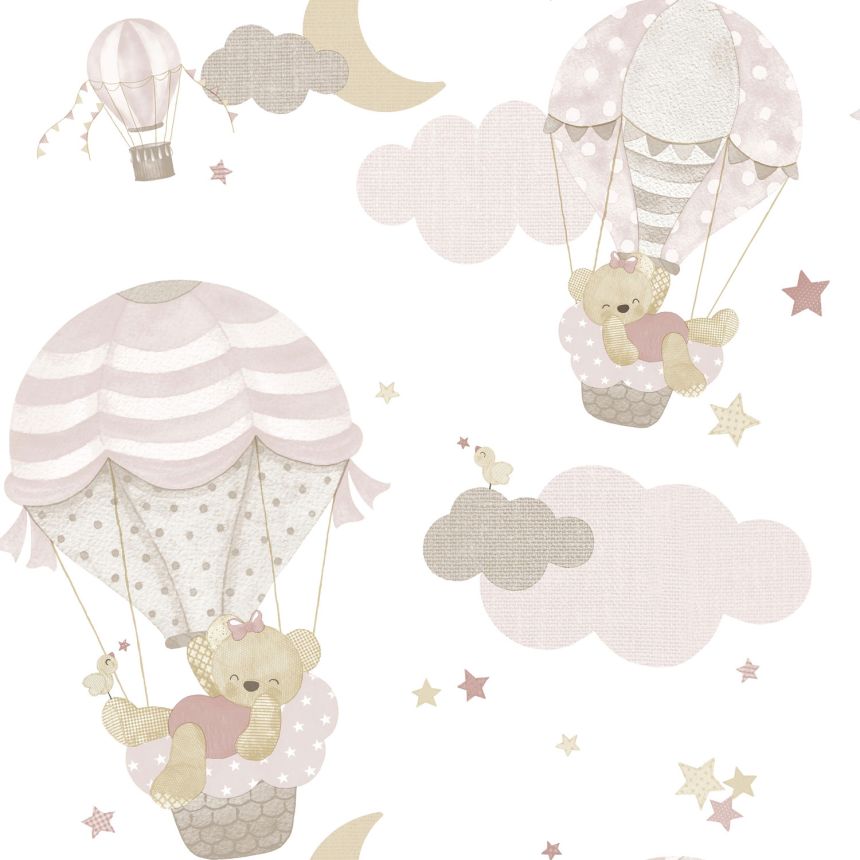 Kindertapete mit Tieren, Wolken, Sternen und Luftballons, 14818, Happy, Parato