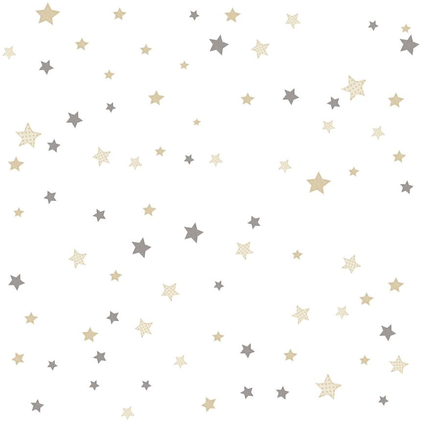 Kindertapete mit grauen und beigen Sternen, 14826, Happy, Parato