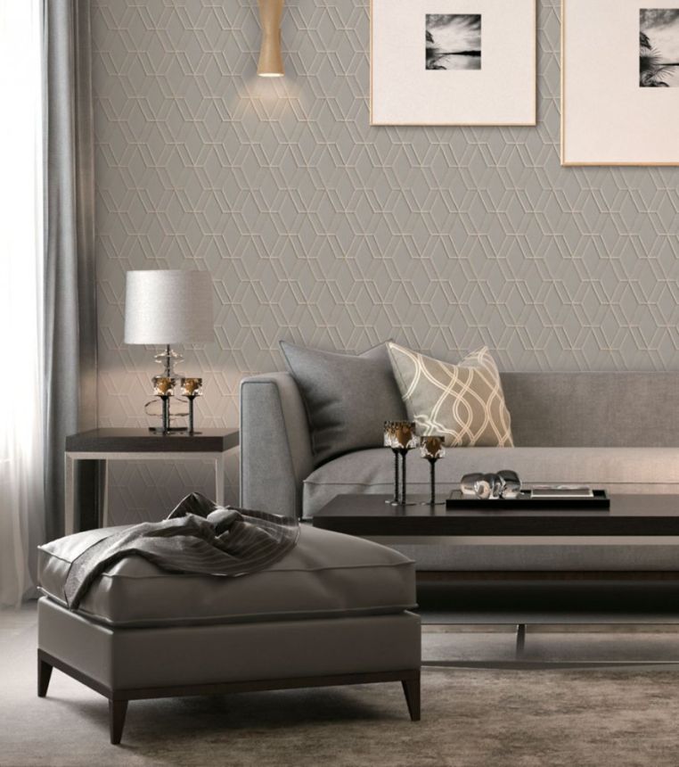 Non-woven geometric wallpaper with a vinyl surface DE120064, Wallstitch, Design ID