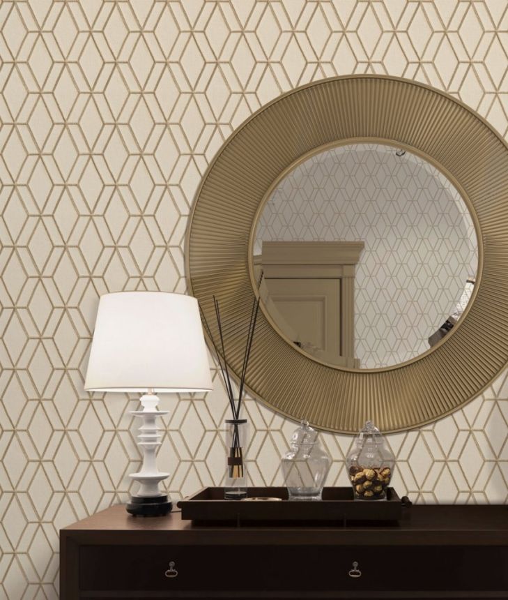 Non-woven geometric wallpaper with a vinyl surface DE120063, Wallstitch, Design ID