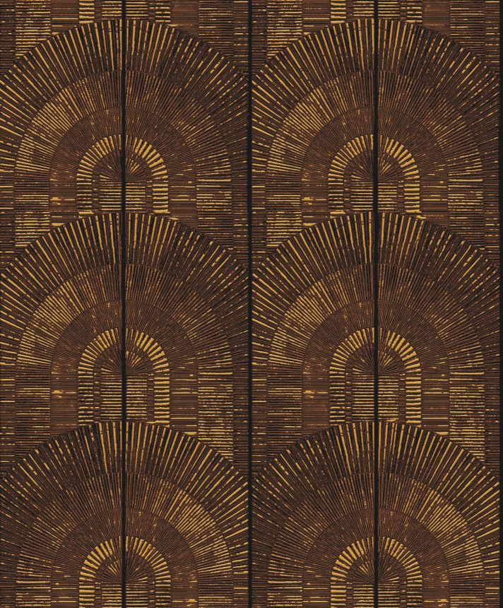 Luxuriöse braun-goldene Tapete Art Deco, SPI801, Spirit of Nature, Khroma by Masureel