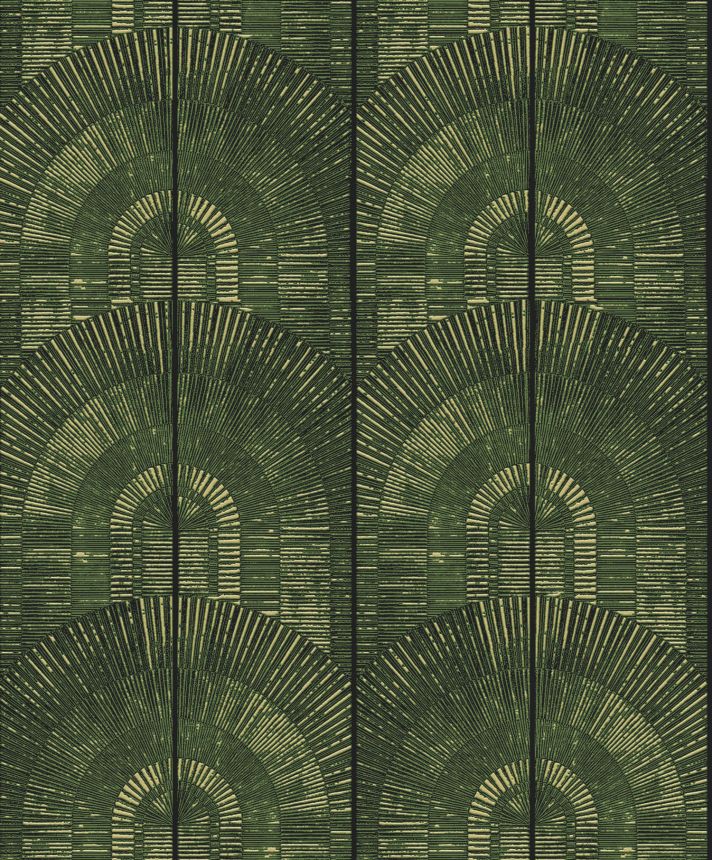Luxuriöse grün-goldene Tapete Art Deco, SPI803, Spirit of Nature, Khroma by Masureel