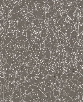 Braun-silberne Tapete, Blumen, 120369, Wiltshire Meadow, Clarissa Hulse