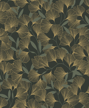 Schwarz-goldene Tapete, Ginkgoblätter, A64402, Vavex 2025
