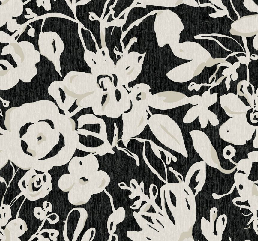 Schwarze Vliestapete mit Blumenmuster, BL1733, Blooms Second Edition Resource Library, York