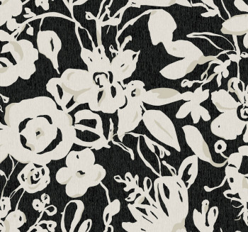 Schwarze Vliestapete mit Blumenmuster, BL1733, Blooms Second Edition Resource Library, York