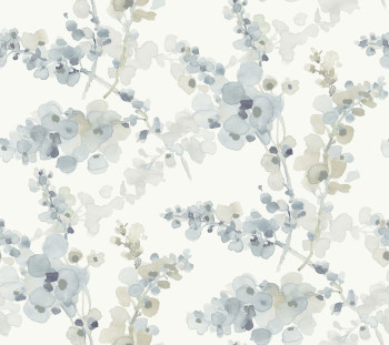 Grau-blau-beige florale Vliestapete, EV3974, Candice Olson Casual Elegance, York