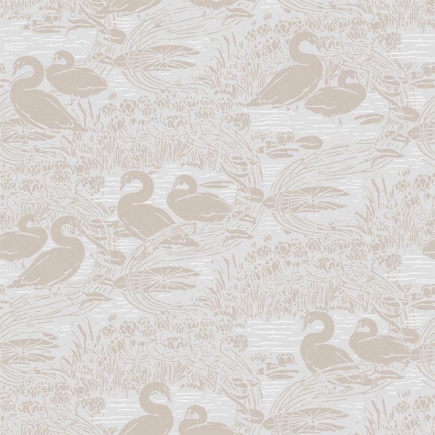 Graubeige Vliestapete, Natur, Schwäne, 118471, Laura Ashley 3