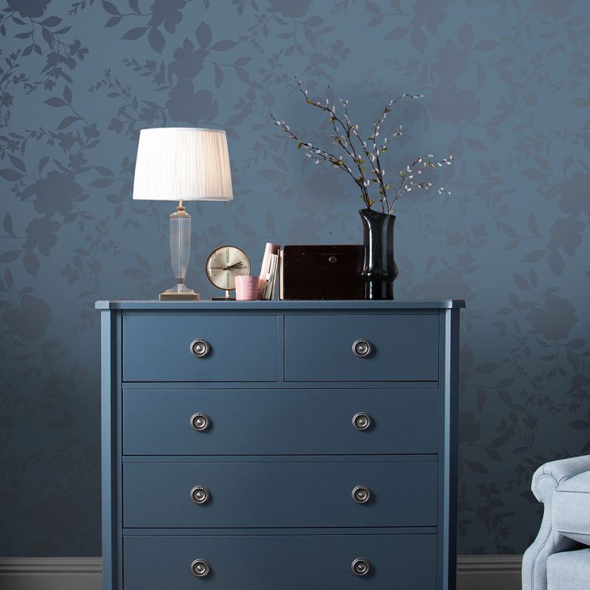 Blaue florale Vliestapete, 118484, Laura Ashley 3